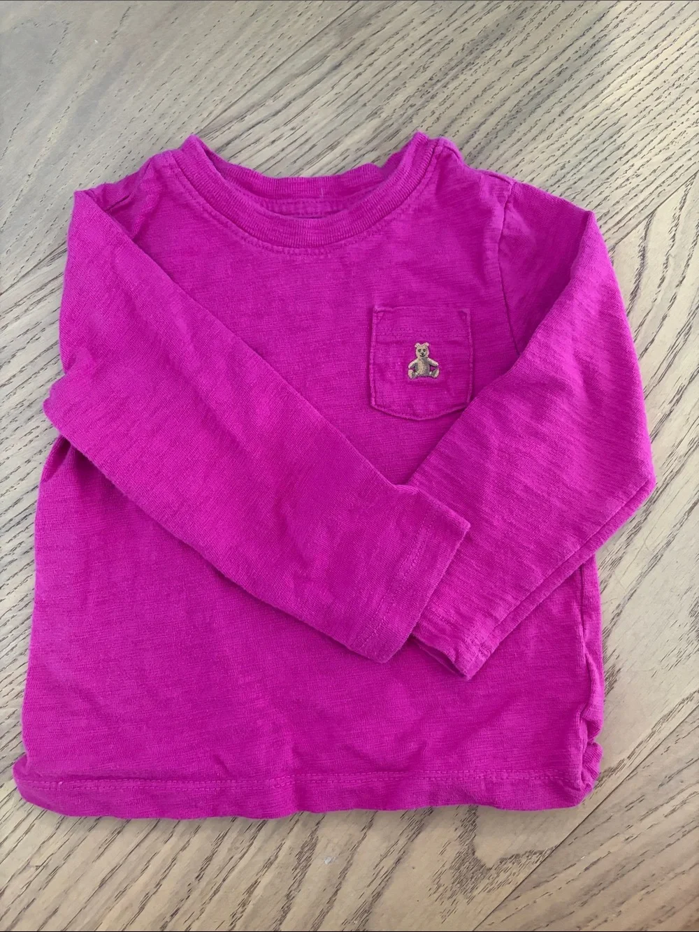 Girls' Long-Sleeve Pocket Tee - Bright Pink 18-24 months